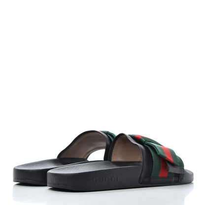 Gucci Satin Web Bow Slide Sandals 38 Black 4 of 11
