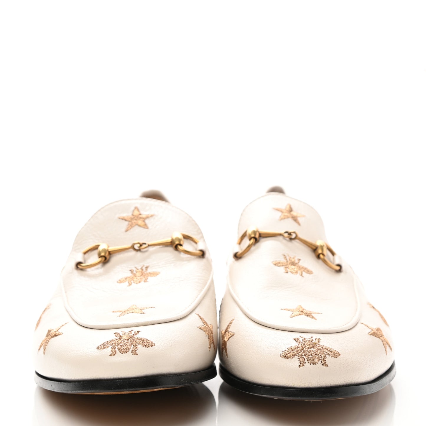 Goatskin Bee Star Embroidered Womens Jordaan Loafers 41 Mystic White