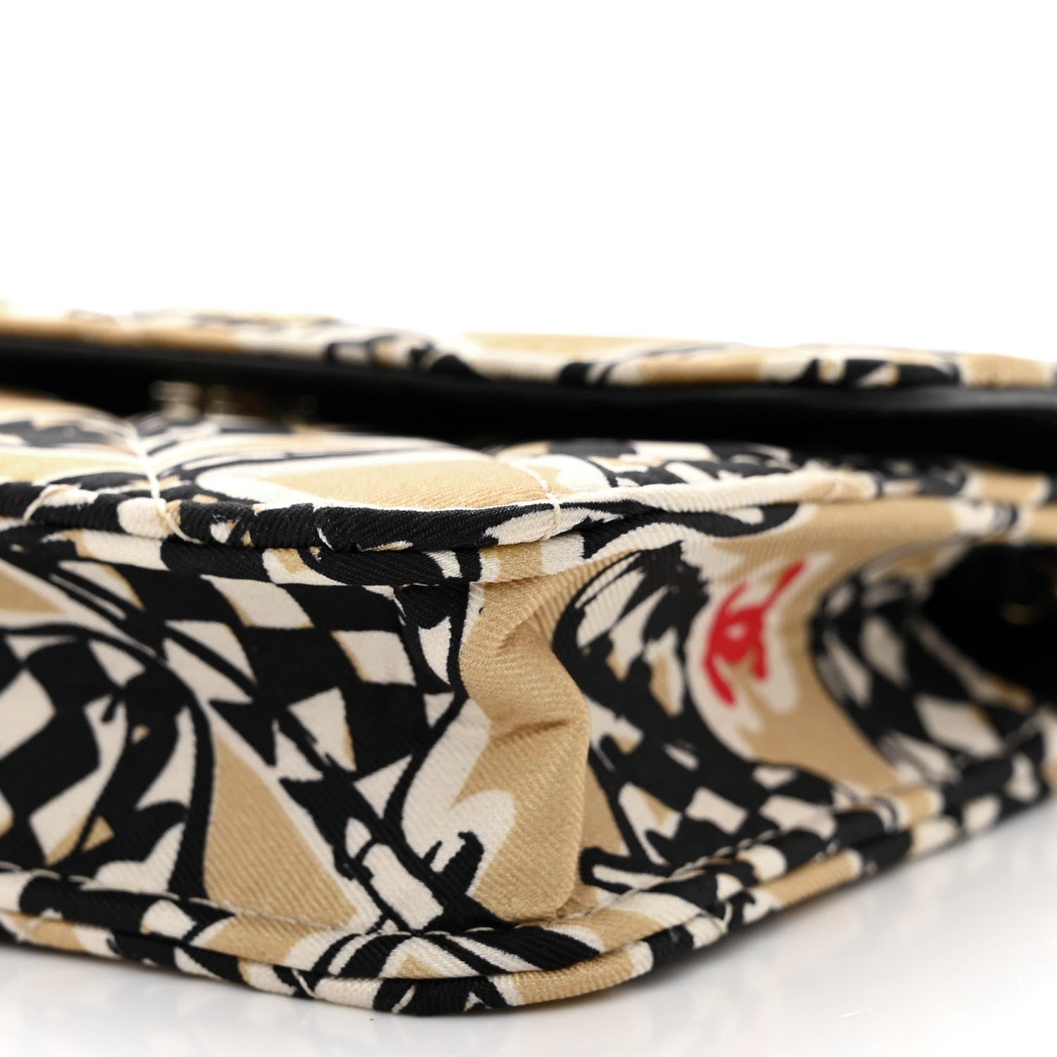 Chanel Canvas Check Flag Printed CC Clutch With Chain Beige Multicolor 11 of 12