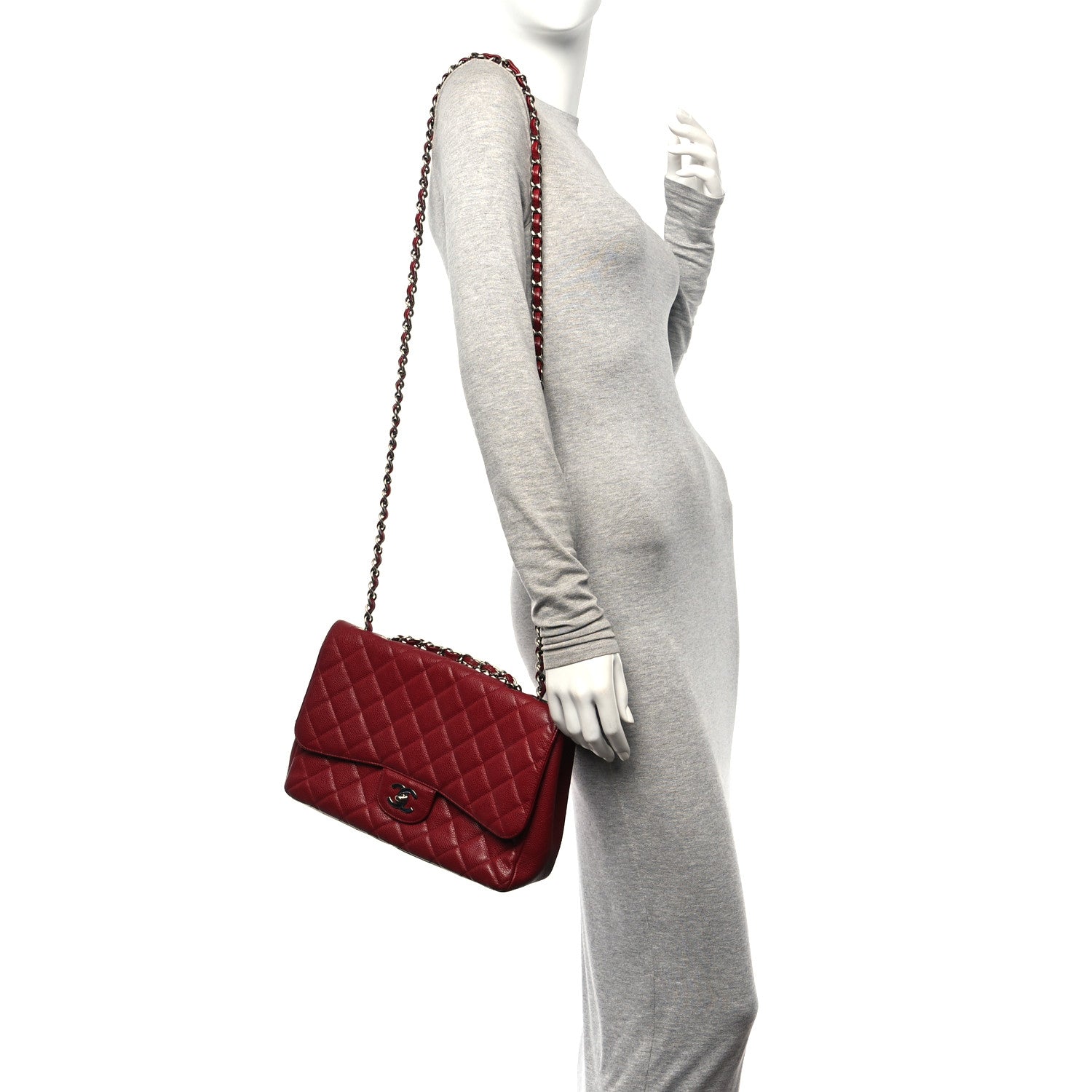 Chanel Caviar Quilted Jumbo Single Flap Red 2 of 12