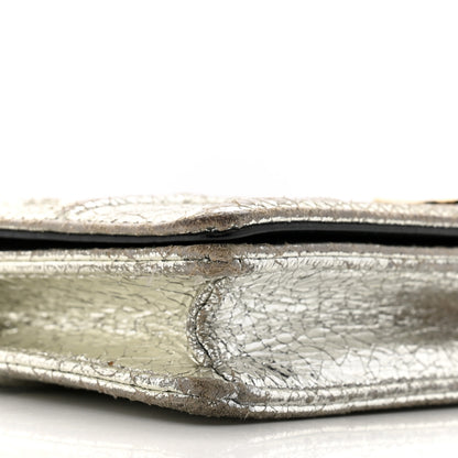 Christian Dior Metallic Ceramic Effect Deerskin Diorama Wallet on Chain Pouch Silver 8 of 12