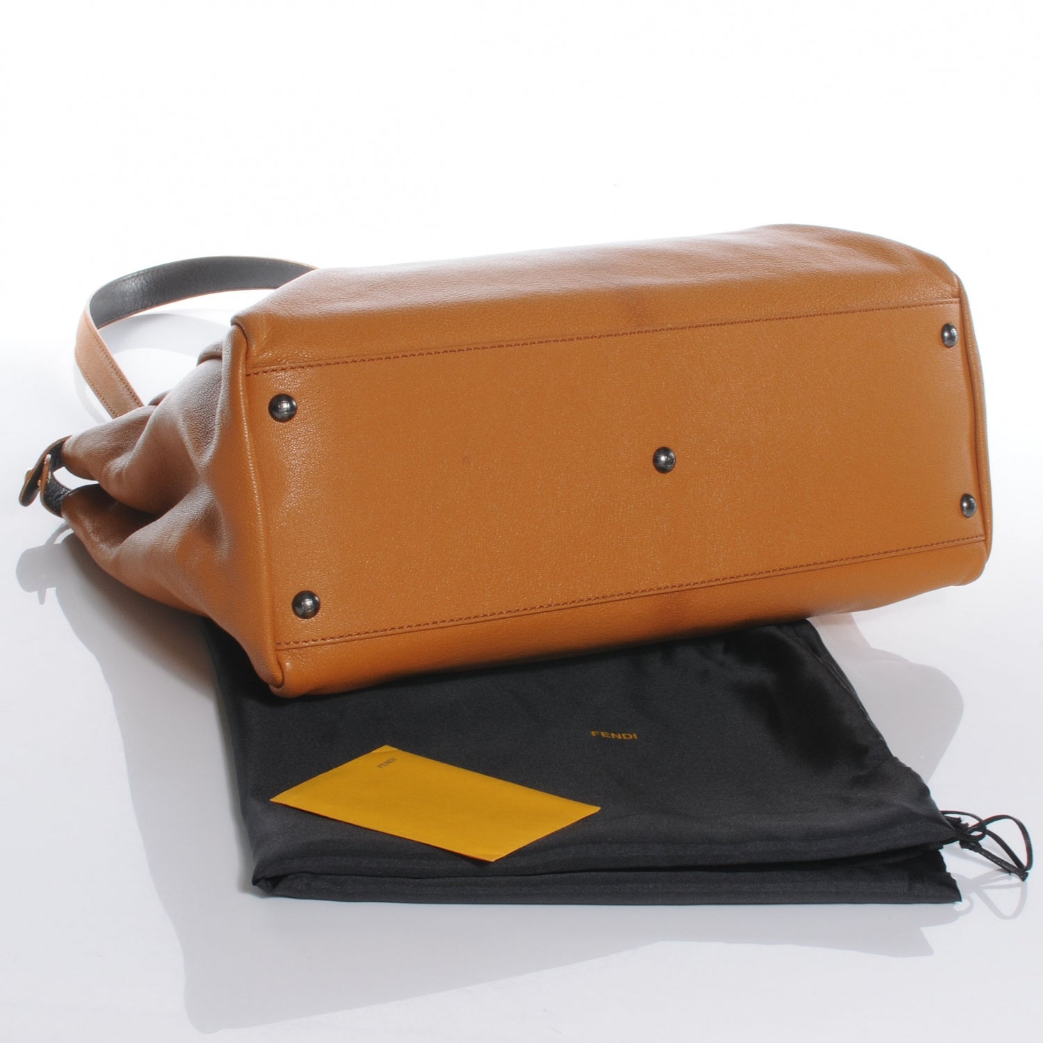 Fendi Goatskin Zucca Large Peekaboo Iconic Satchel Ocra Tobacco Moro 4 of 9