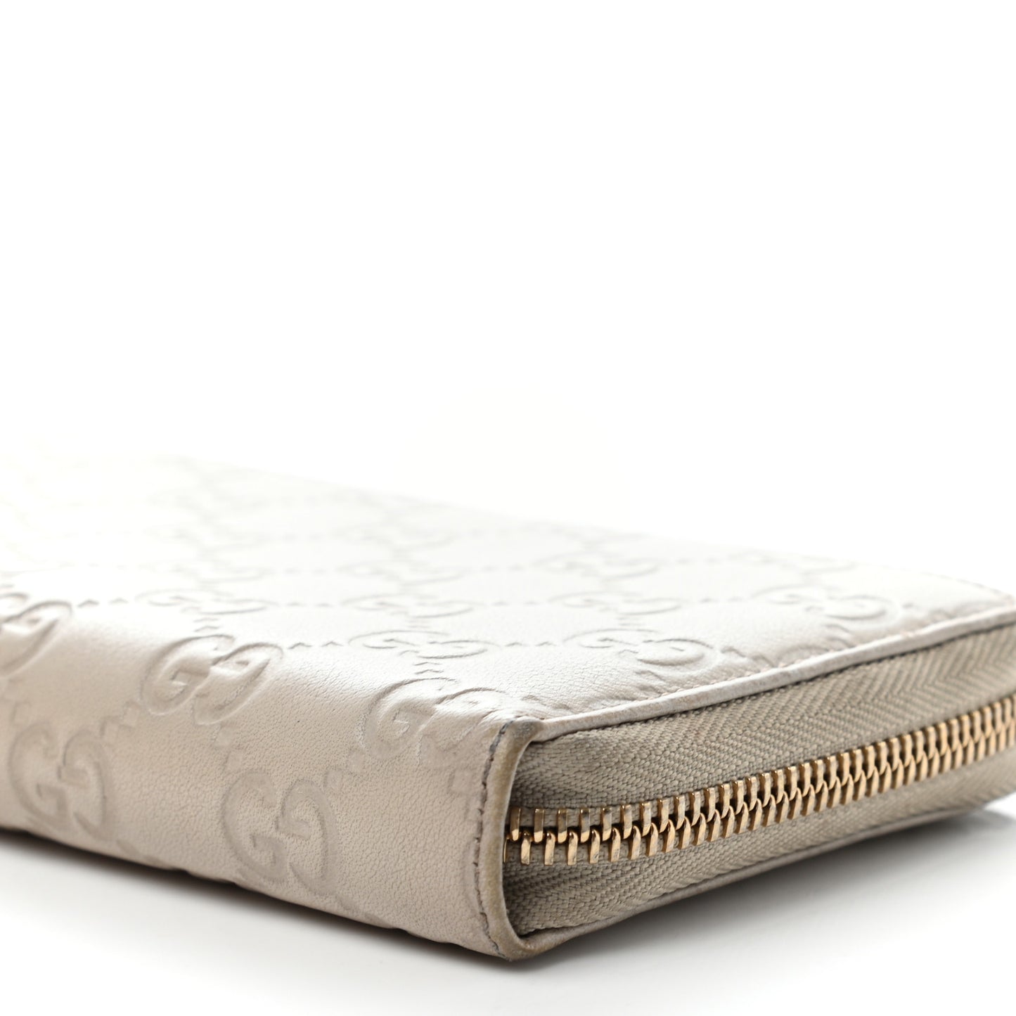 Guccissima Large Twins Zip Around Off White