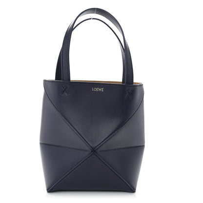 Loewe Shiny Calfskin Mini Puzzle Fold Tote Navy 1 of 10