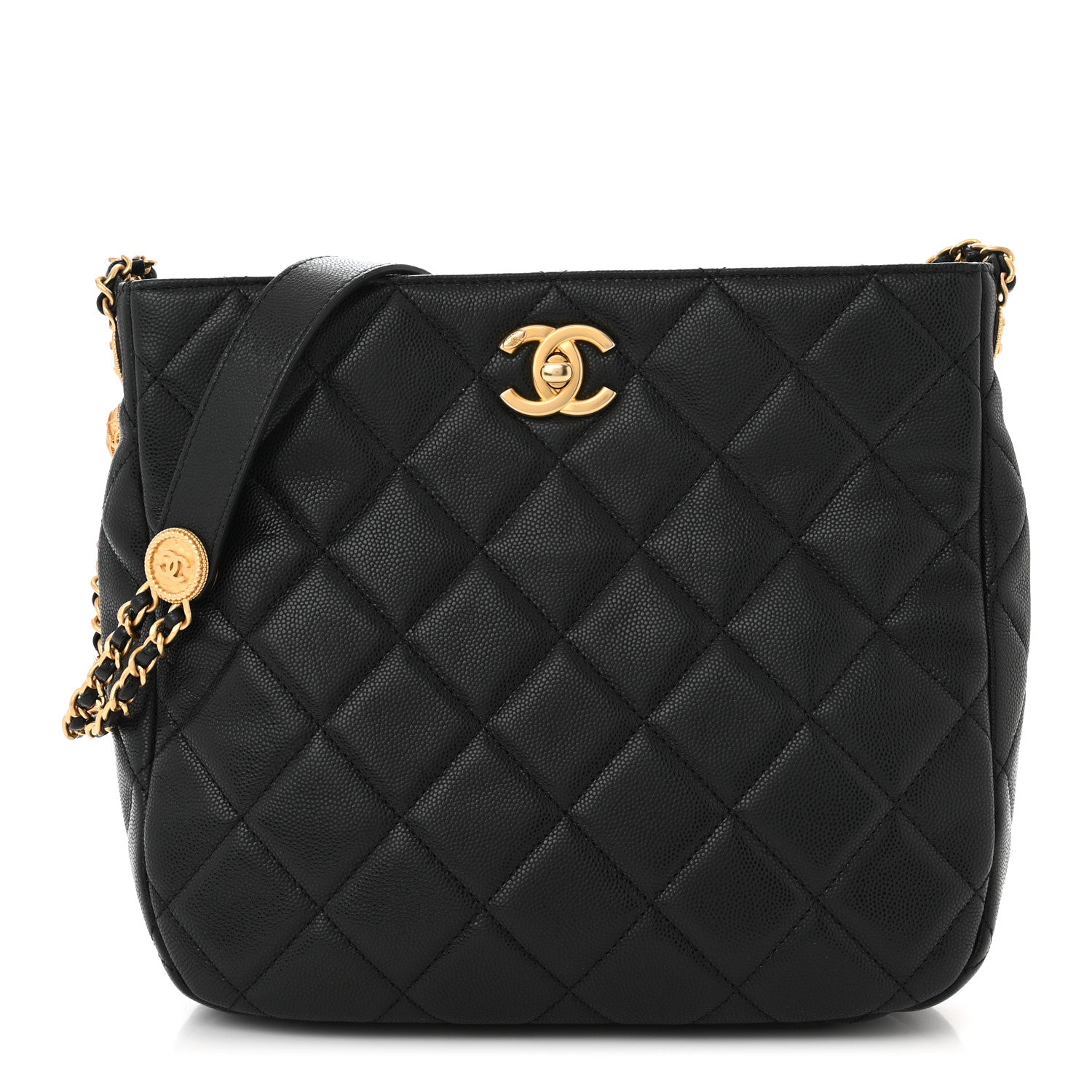 Chanel Caviar Quilted Twist Your Buttons Hobo Black 1 of 11