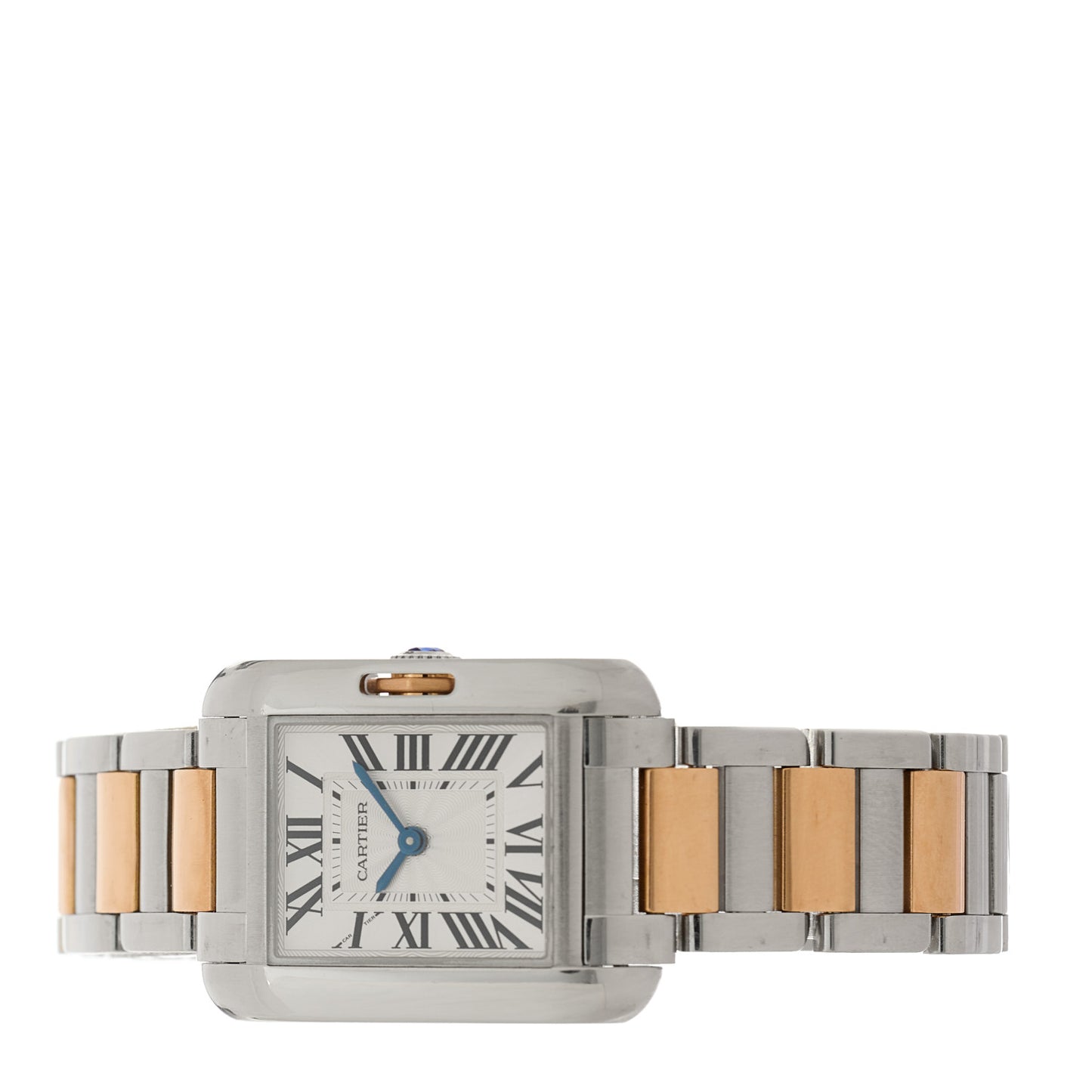Stainless Steel 18K Pink Gold 23mm Tank Anglaise Quartz Watch