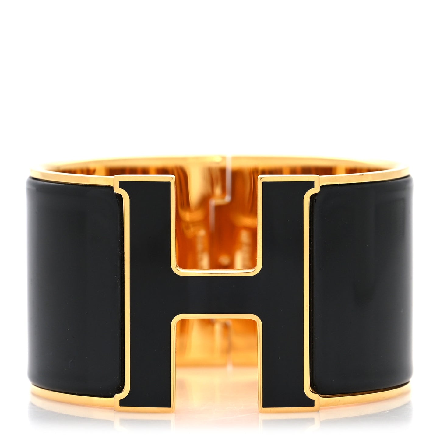 Enamel Extra Wide Clic H Bracelet PM Black