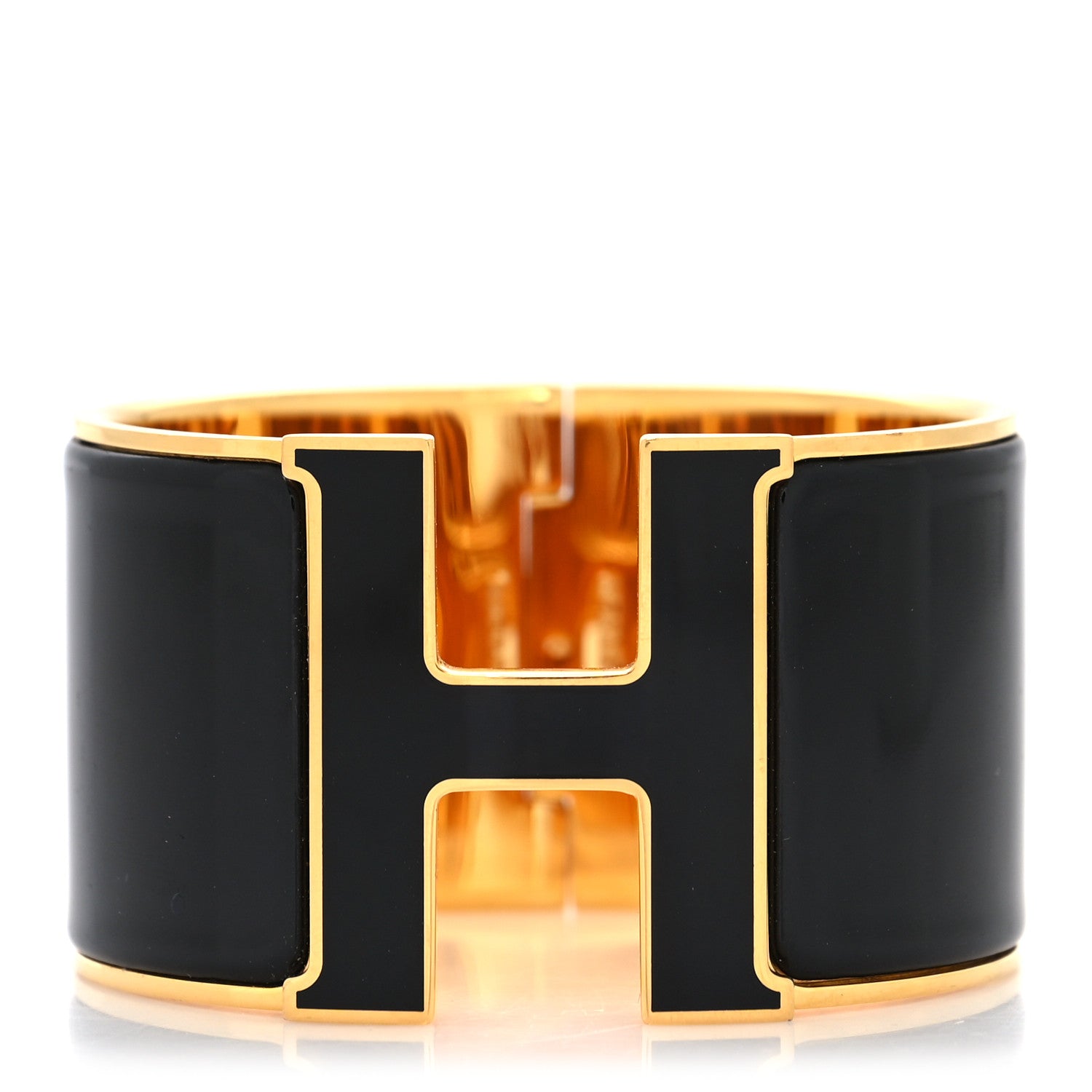 Hermes Enamel Extra Wide Clic H Bracelet PM Black 1 of 5