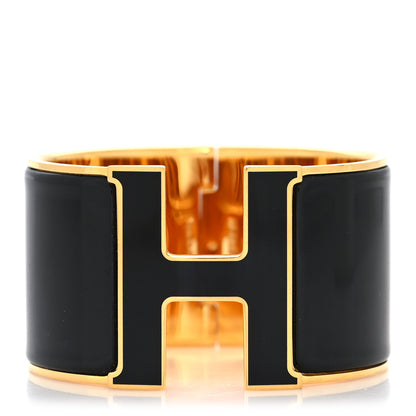 Hermes Enamel Extra Wide Clic H Bracelet PM Black 1 of 5