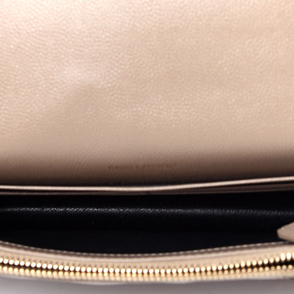 Saint Laurent Grain De Poudre Matelasse Chevron Monogram Envelope Chain Wallet Dark Beige 5 of 12