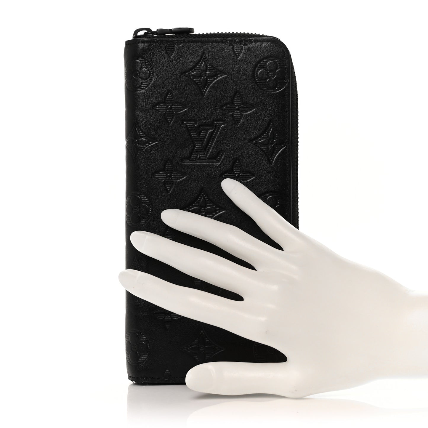 Calfskin Monogram Shadow Vertical Zippy Wallet Black