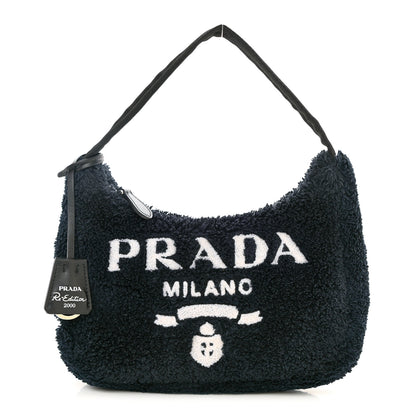 Prada Terry Cloth Mini Re-Edition 2000 Bag Black White 1 of 8