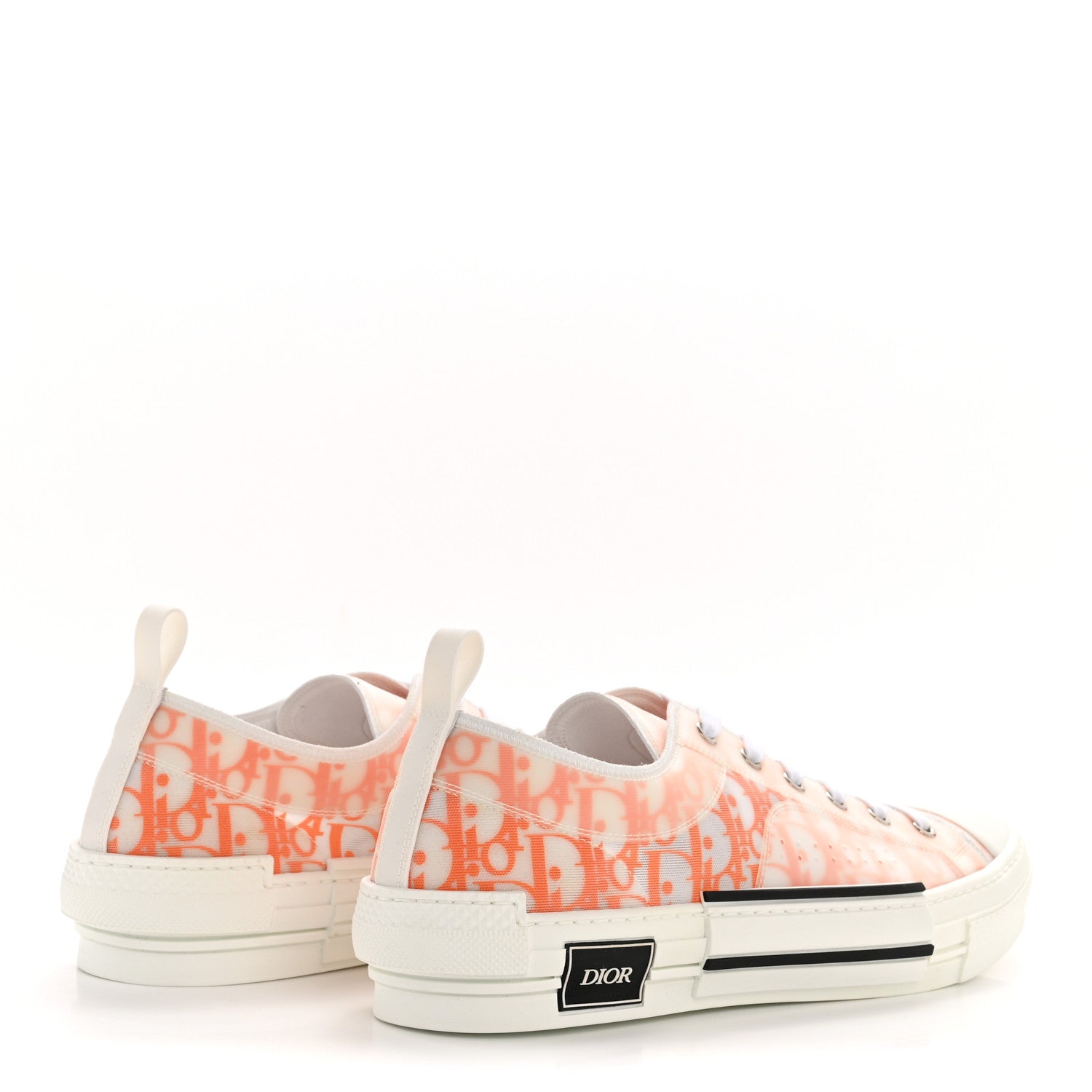 Christian Dior Technical Canvas Oblique Mens B23 Low Top Sneakers 46 White Orange 5 of 8