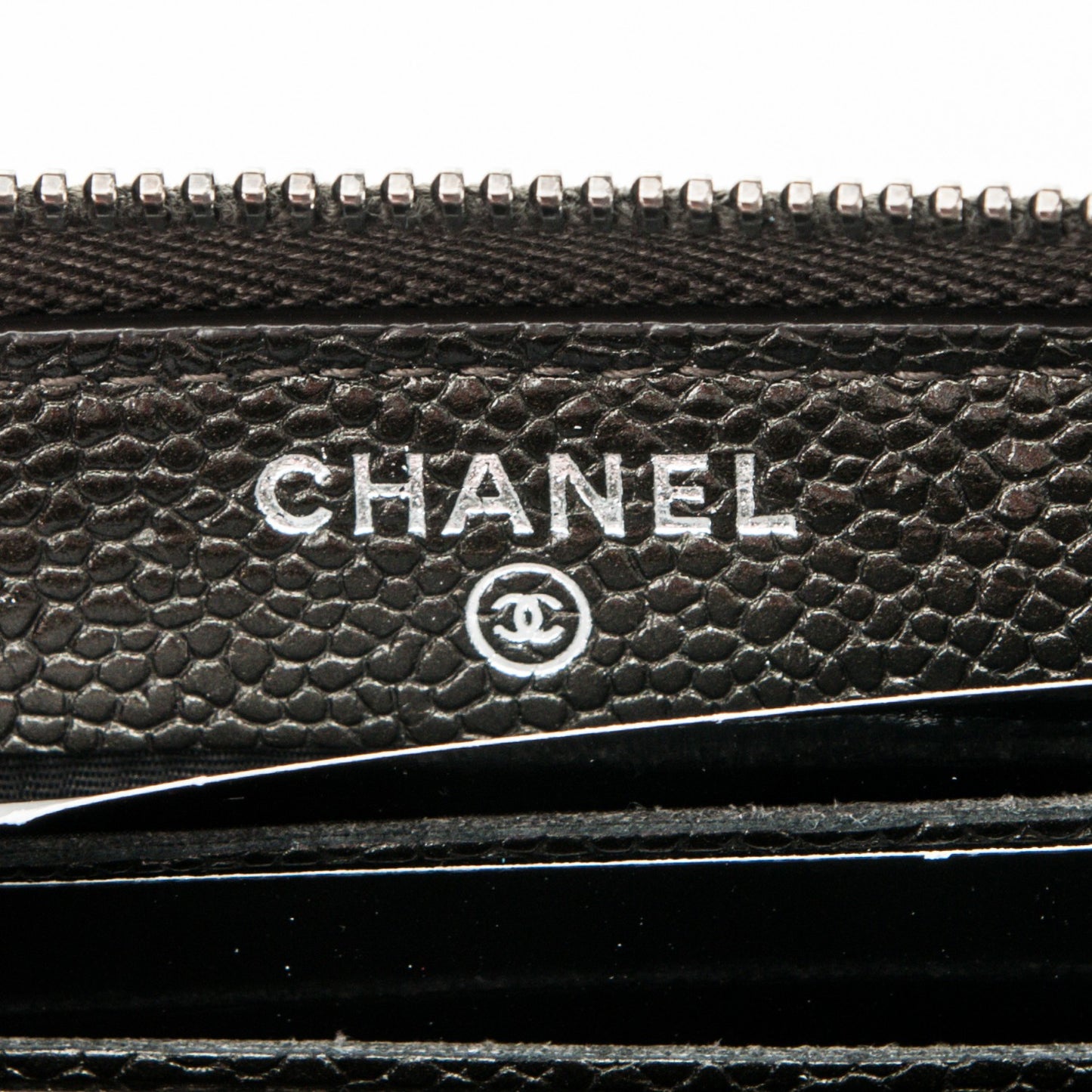 Metallic Caviar Quilted Small Zip Around Wallet Bronze