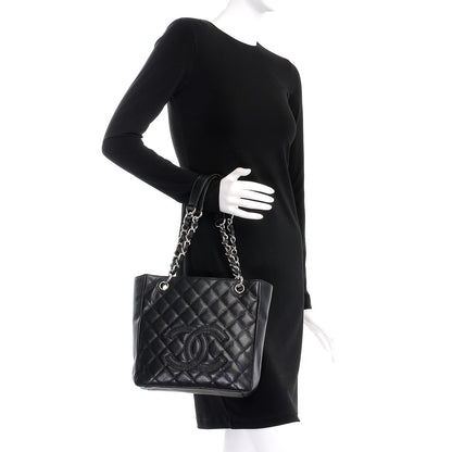 Chanel Caviar Quilted Petit Shopping Tote PST Black 2 of 8