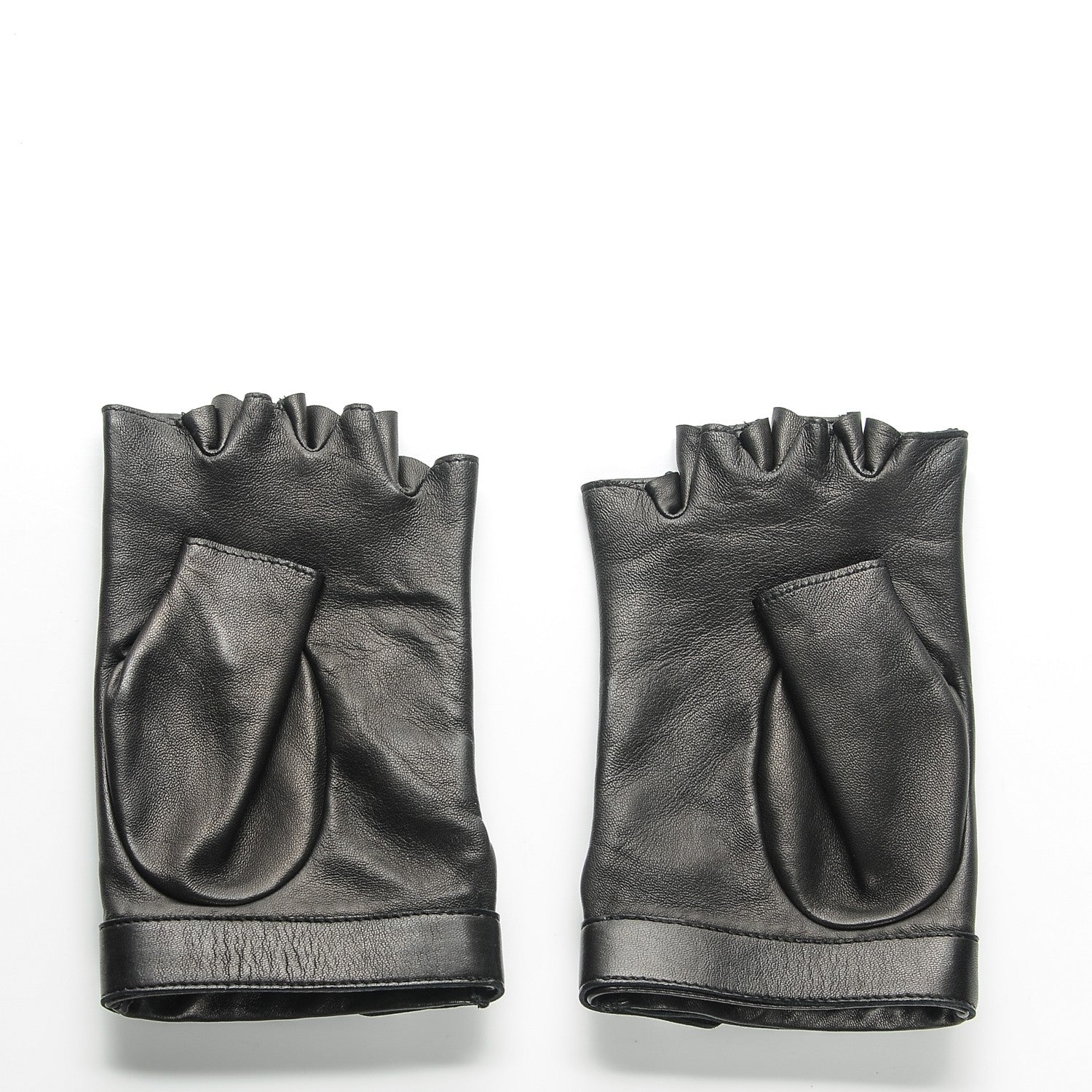 Chanel Lambskin Quilted Fingerless CC Turn Lock Gloves 8 Black 3 of 4