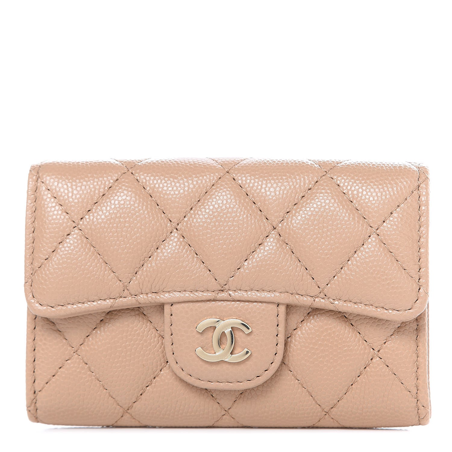 Chanel Caviar Quilted Card Holder Wallet Beige 1 of 9