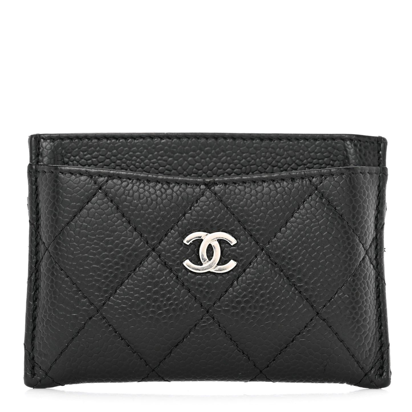 Caviar Quilted Card Holder Black