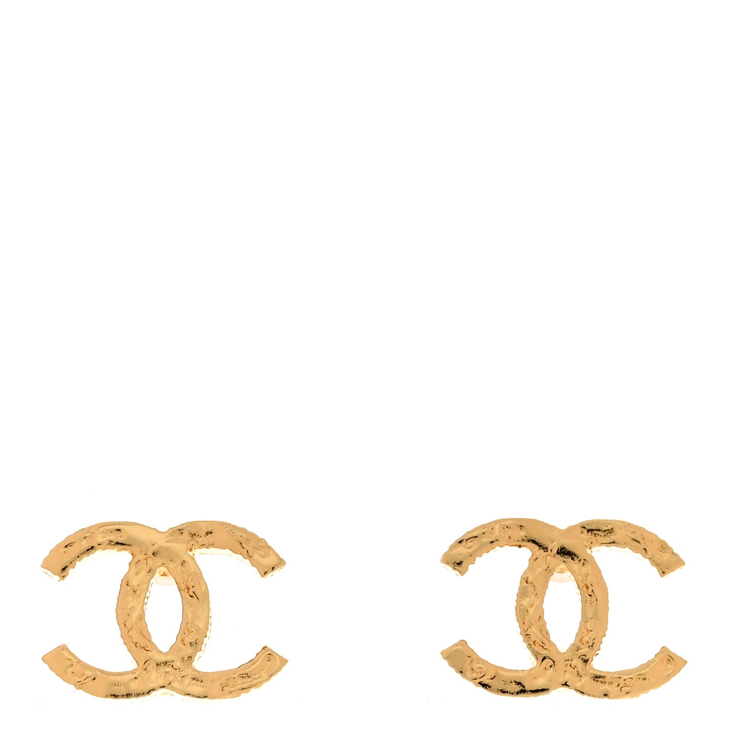 Metal Textured CC Earrings Gold