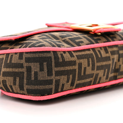Fendi Fabric Jacquard FF 1974 Large Baguette Tobacco Moro Fuxia Fluo 8 of 11