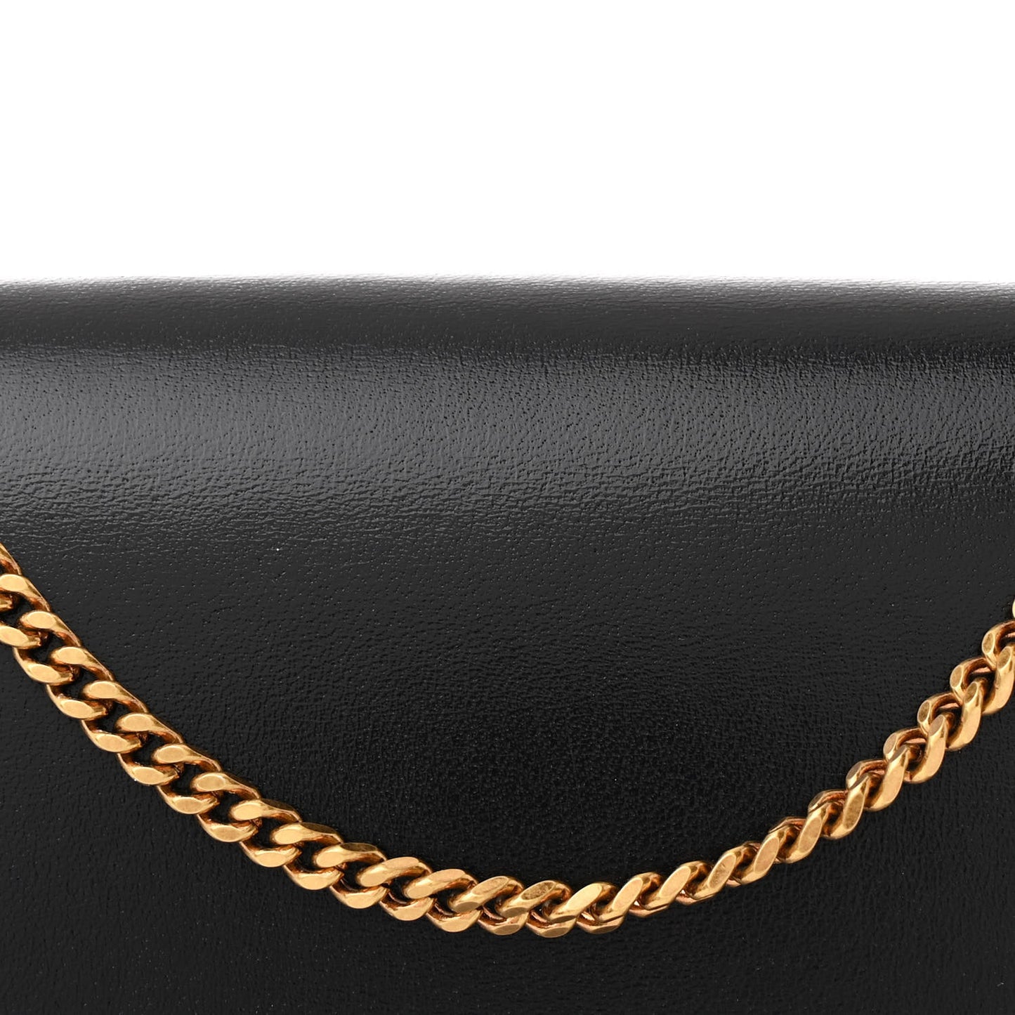 Glossy Calfskin Monogram Chain Wallet Black