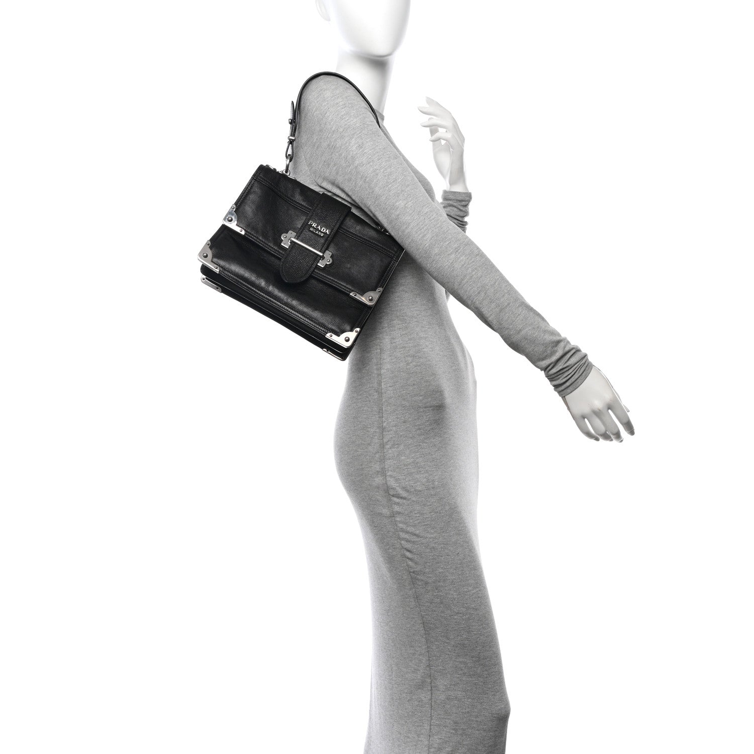 Prada Glace Calfskin Large Soft Cahier Bag Black 2 of 11