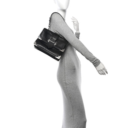 Prada Glace Calfskin Large Soft Cahier Bag Black 2 of 11