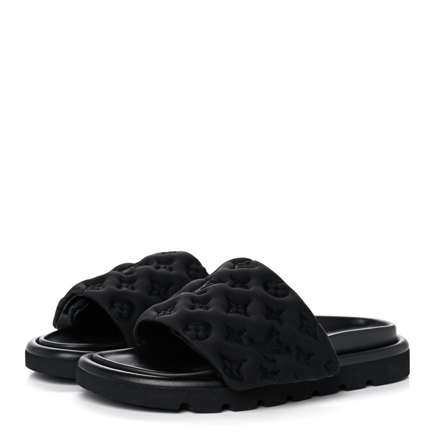 Louis Vuitton Technical Fabric Embossed Monogram Pool Pillow Comfort Mule 40 Black 3 of 9
