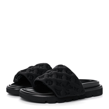 Louis Vuitton Technical Fabric Embossed Monogram Pool Pillow Comfort Mule 40 Black 3 of 9