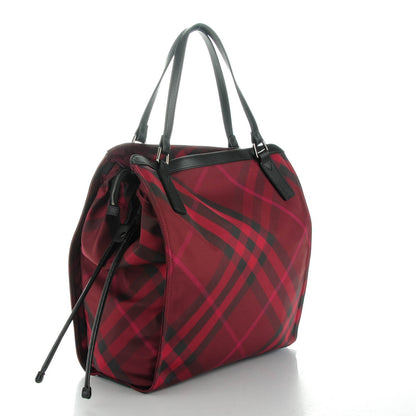 Burberry Nylon Check Small Buckleigh Packable Tote Bright Burgundy 3 of 8