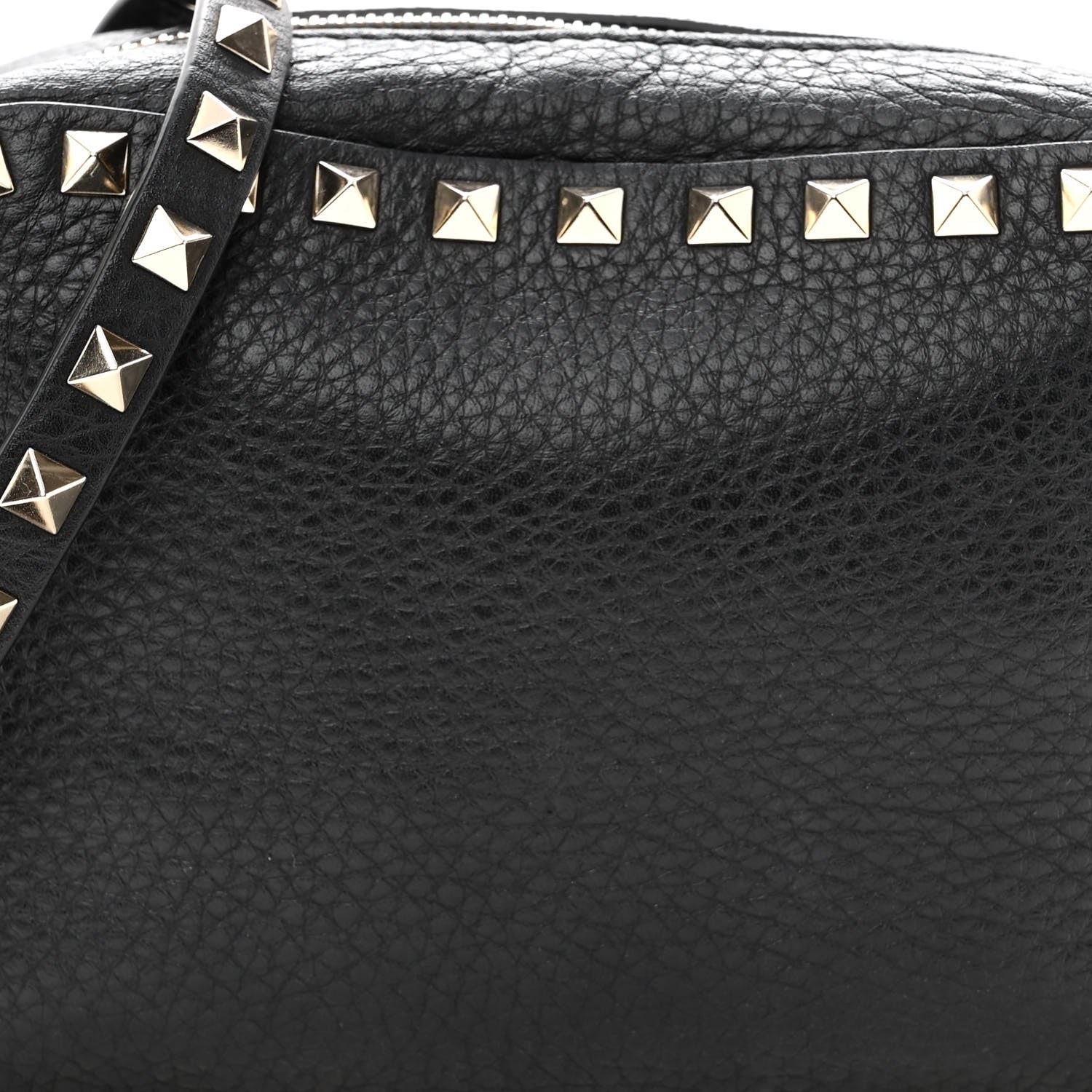 Valentino Garavani Pebbled Calfskin Rockstud Camera Crossbody Bag Black 7 of 11