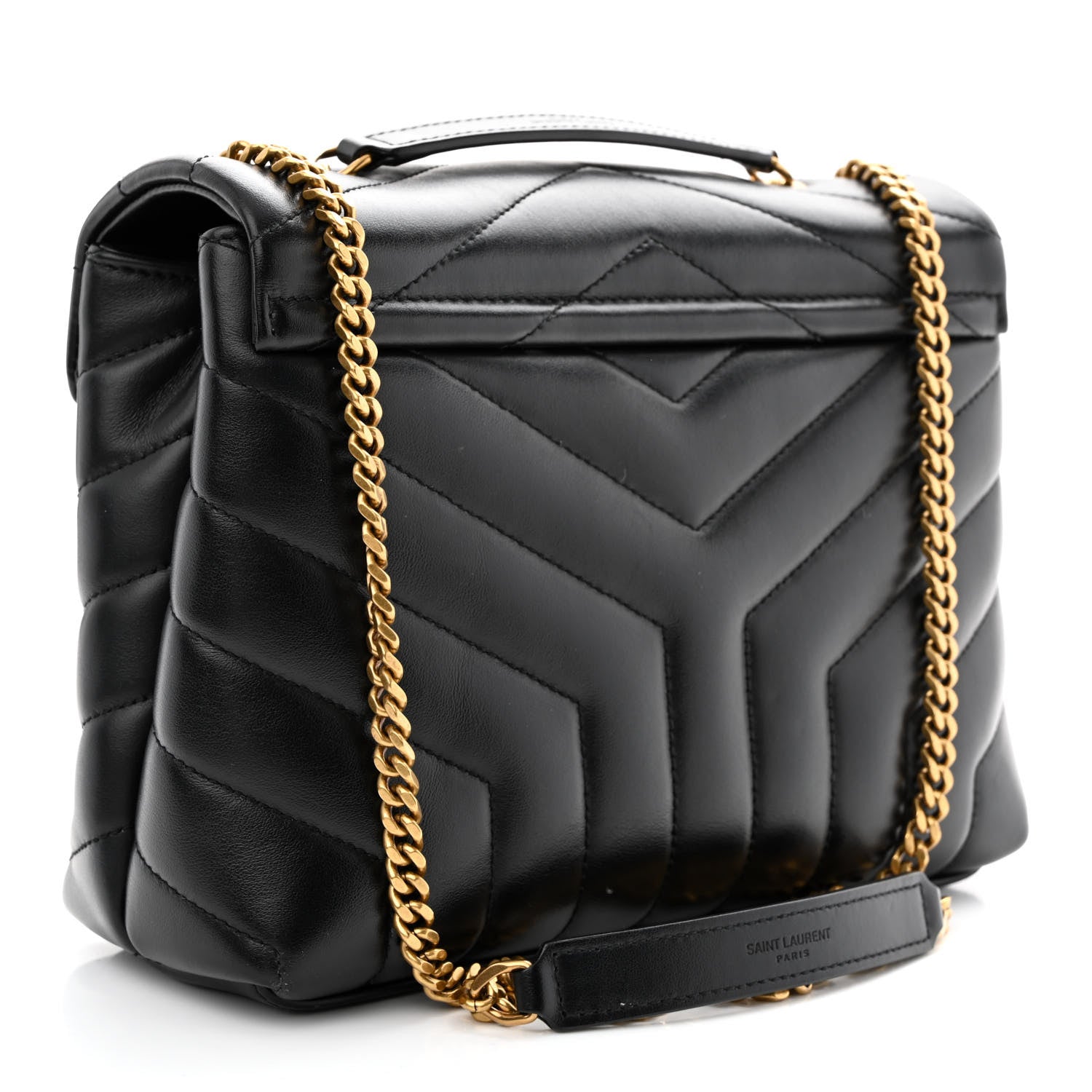 Saint Laurent Calfskin Y Quilted Monogram Small Loulou Chain Satchel Black 3 of 12