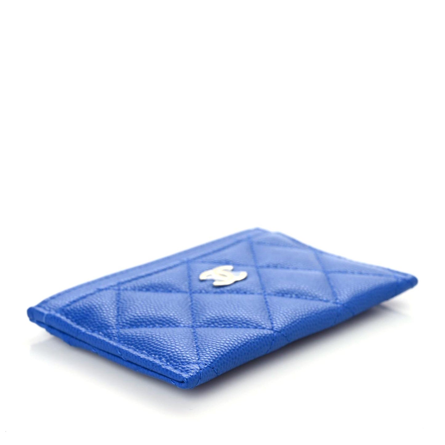 Caviar Quilted Card Holder Blue