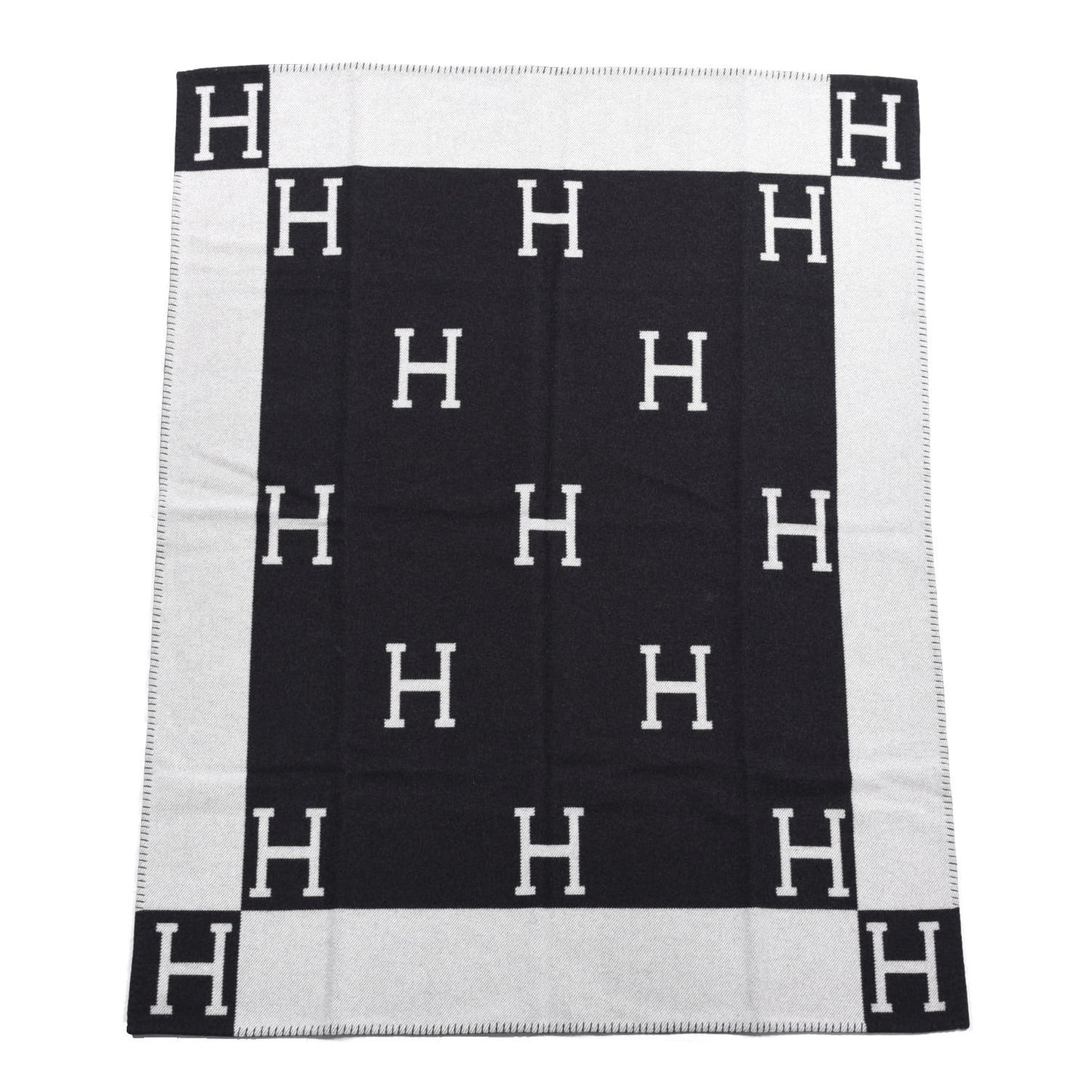 Wool Cashmere Avalon III Blanket Ecru Black