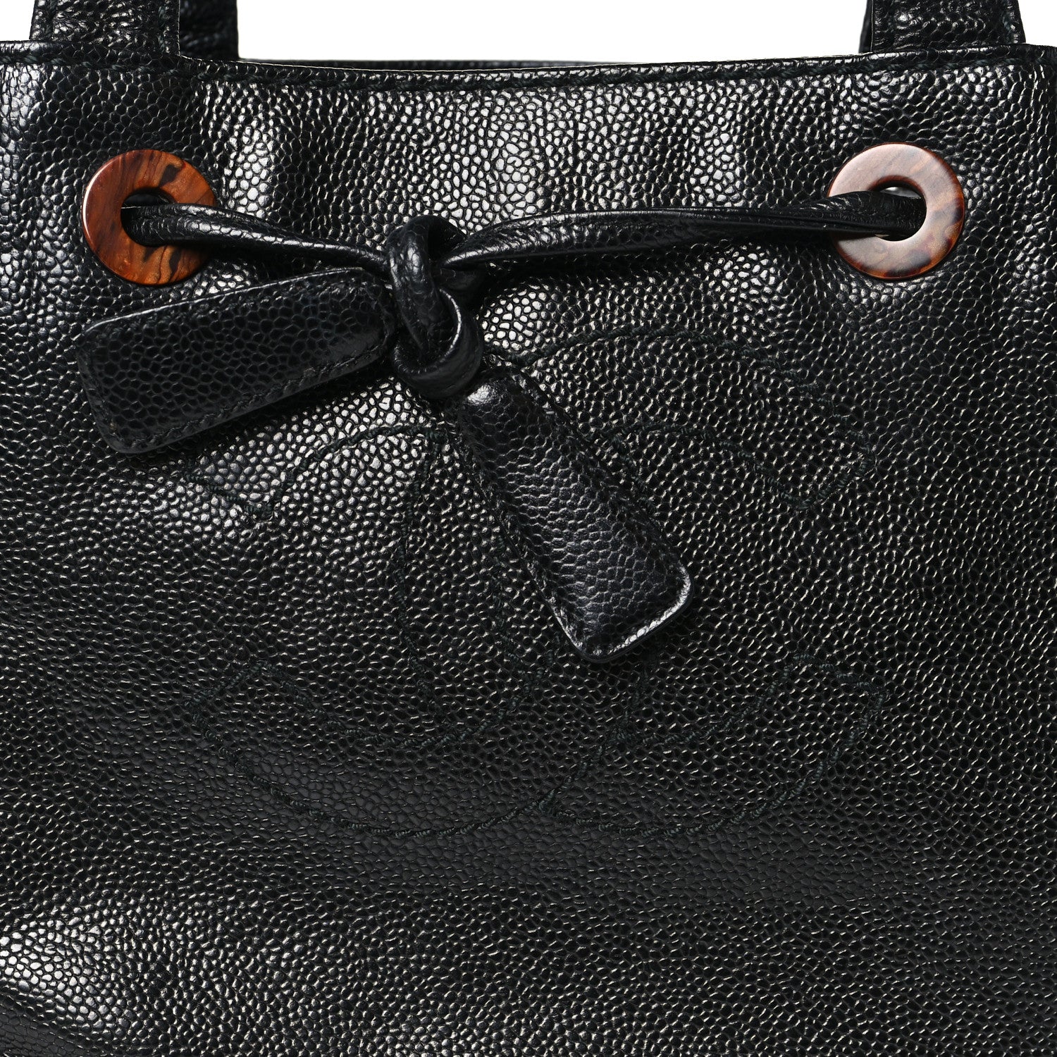 Chanel Caviar Tortoise Timeless CC Drawstring Bucket Bag Black 8 of 10