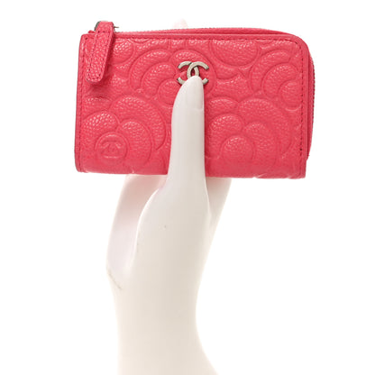 Chanel Caviar Camellia Embossed Key Holder Case Pink 2 of 10