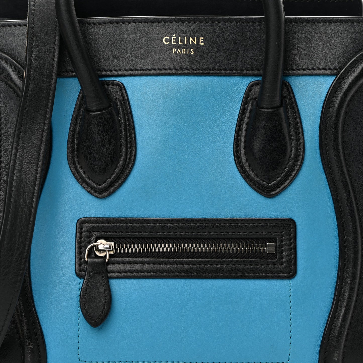 Smooth Calfskin Nano Tri-Color Luggage Turquoise