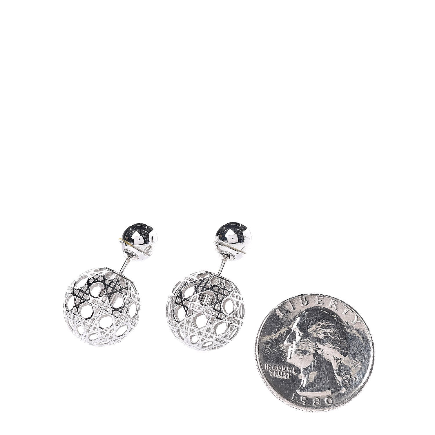 Christian Dior Cannage Mise En Dior Tribal Earrings Silver 2 of 4
