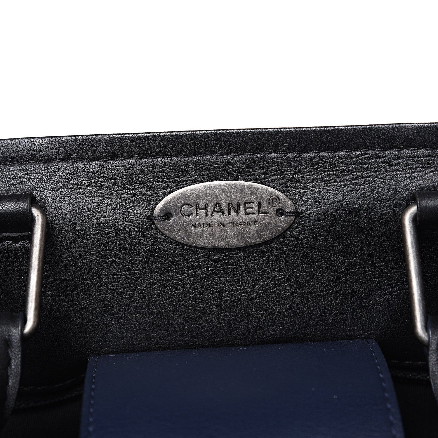 Chanel Bullskin Stitched Large Bi-Color Shopping Tote Blue 5 of 9