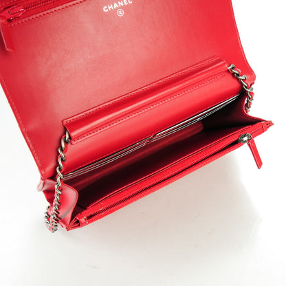 Chanel Lambskin Quilted Coco Boy Wallet On Chain WOC Red 6 of 8