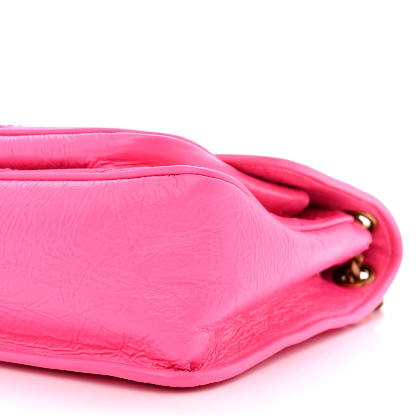 Crinkled Calfskin Matelasse Monogram Medium Niki Chain Satchel Rose Glow