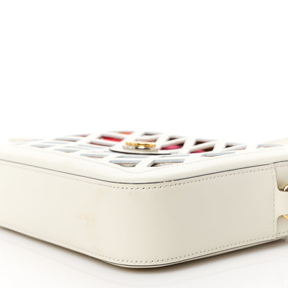Gucci Canvas Calfskin Flora Infinity Cutout Shoulder Bag White Multicolor 10 of 11
