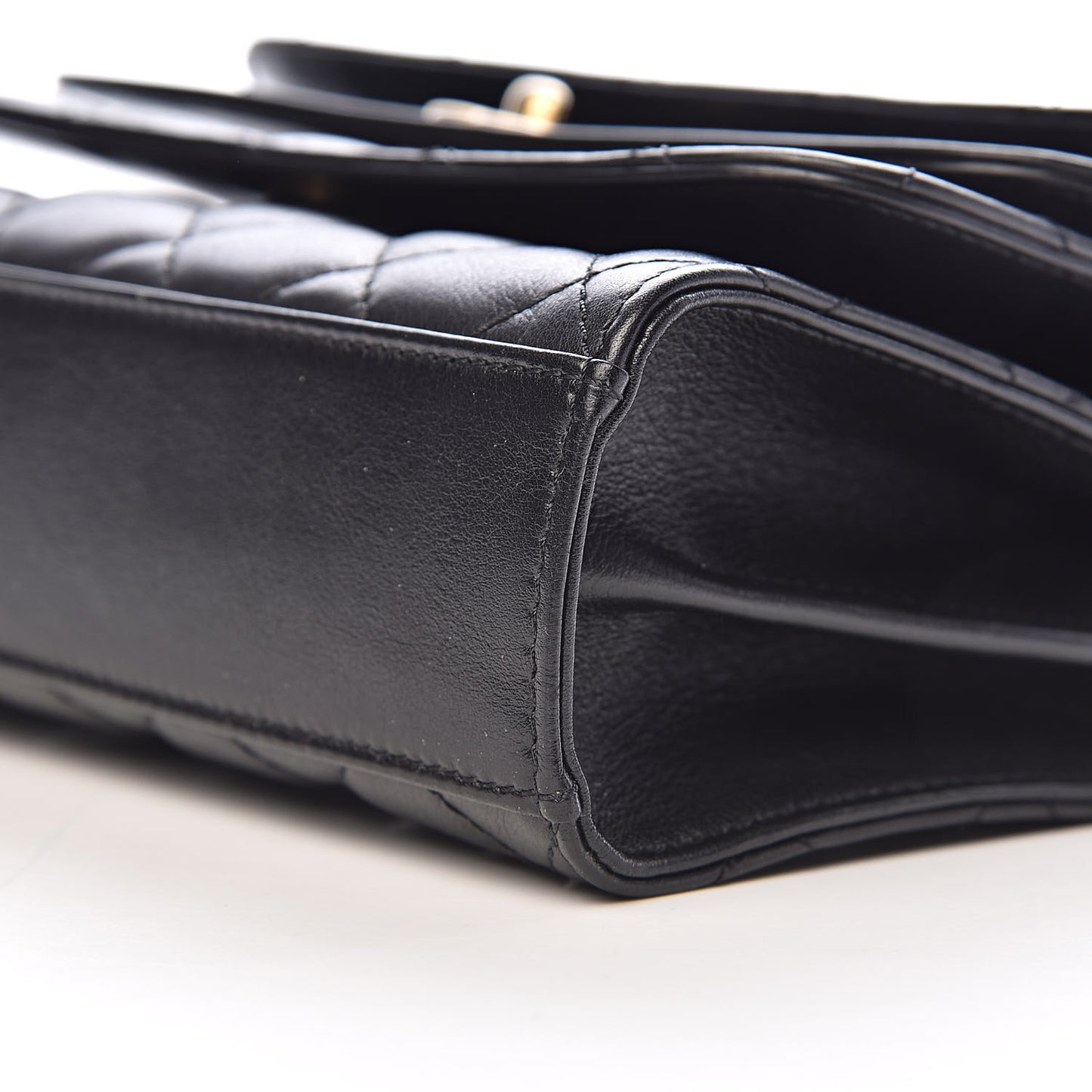Calfskin Quilted Triple Flap Black