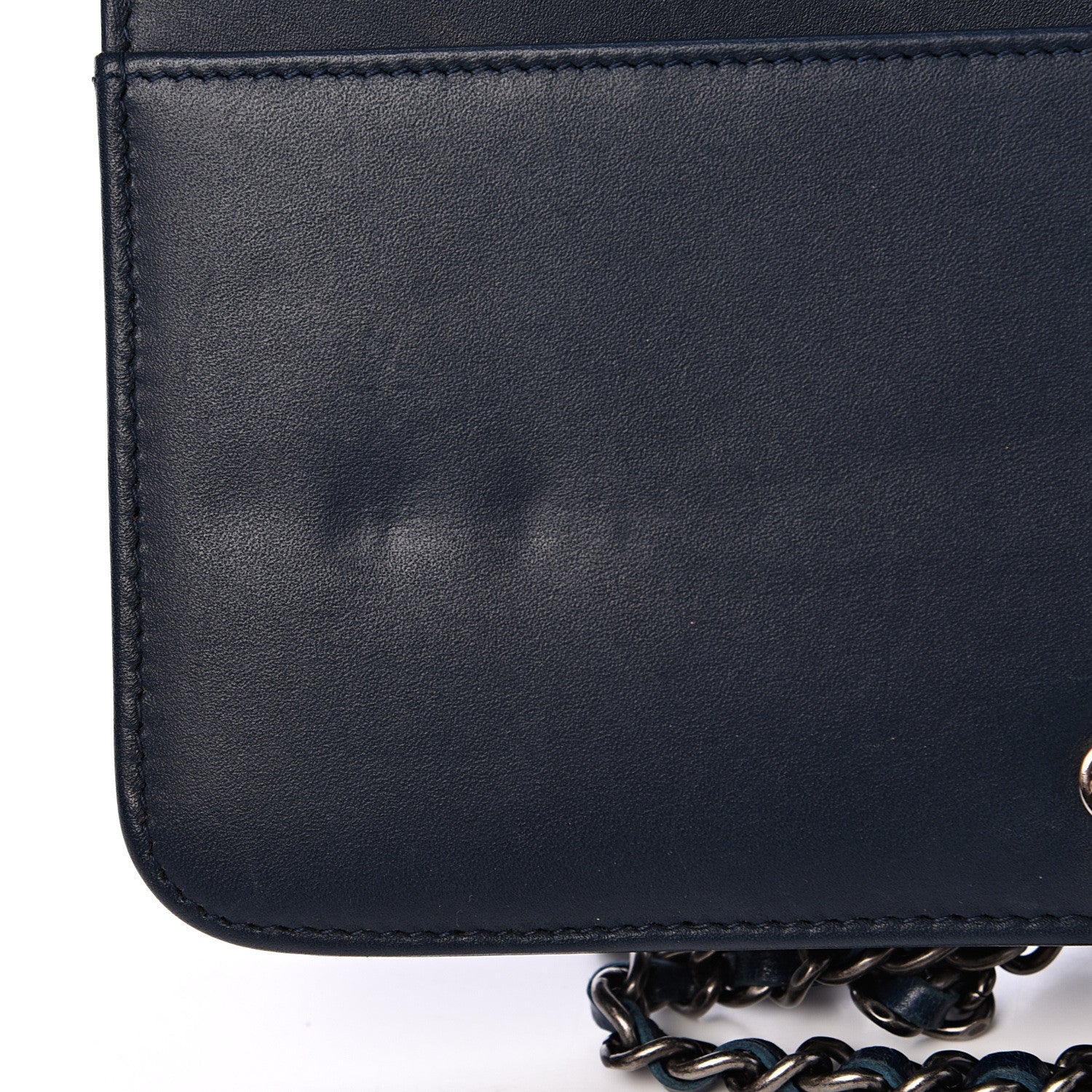 Chanel Glazed Calfskin Quilted Coco Boy Wallet On Chain WOC Blue 11 of 14