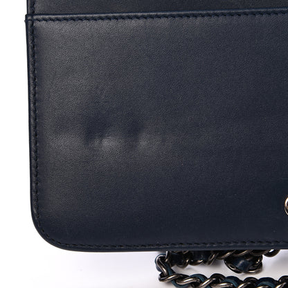 Chanel Glazed Calfskin Quilted Coco Boy Wallet On Chain WOC Blue 11 of 14