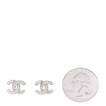 Chanel Crystal Mini Timeless CC Earrings Silver 2 of 5