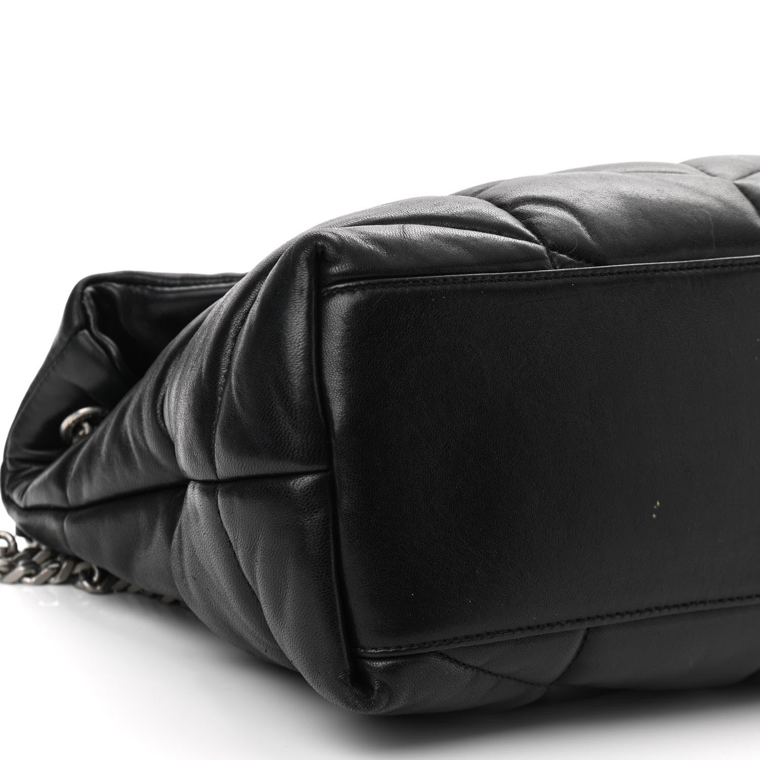 Saint Laurent Lambskin Quilted Medium Loulou Puffer Monogram Chain Satchel Black 11 of 13