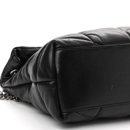 Saint Laurent Lambskin Quilted Medium Loulou Puffer Monogram Chain Satchel Black 11 of 13