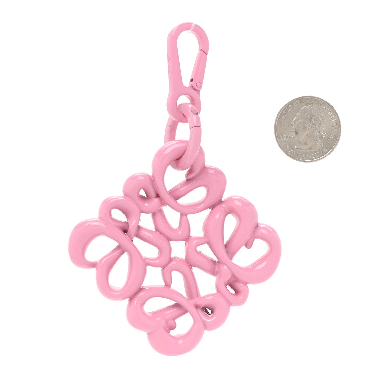Loewe Varnished Metal Anagram Bag Charm Key Holder Pink 2 of 3