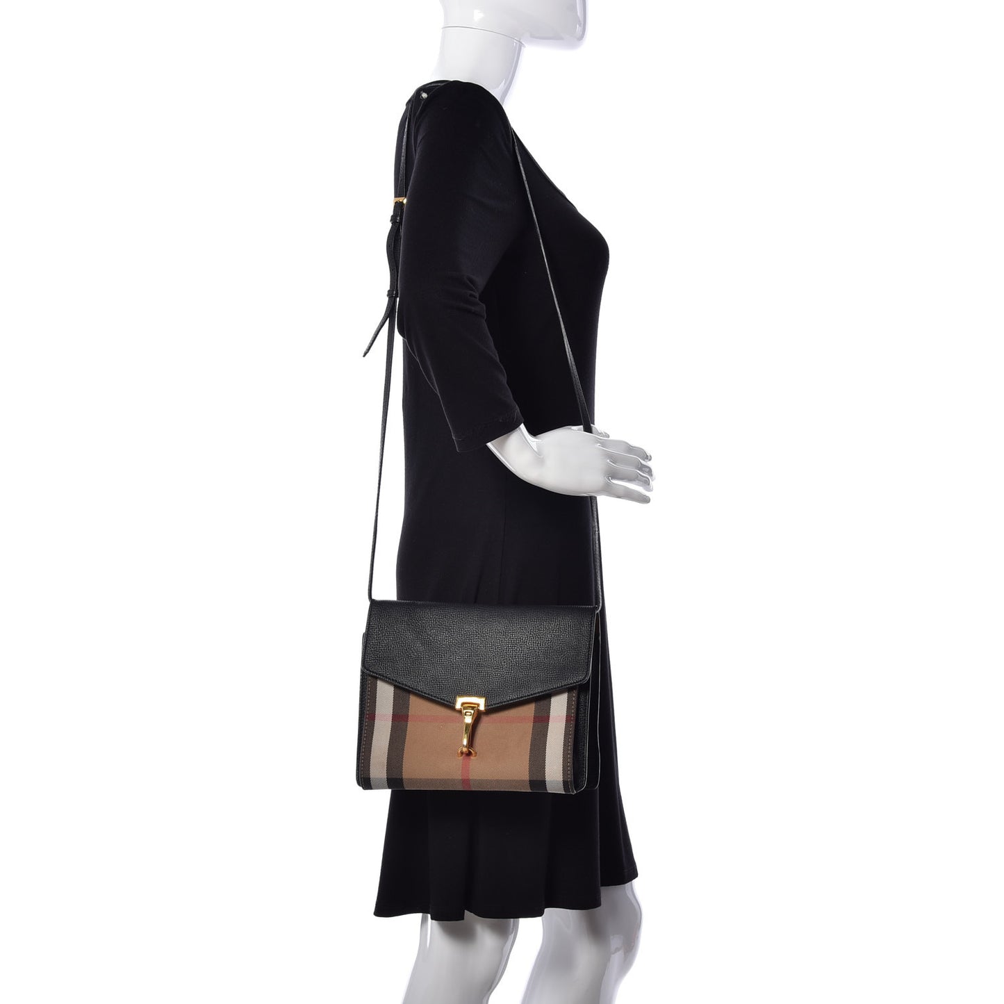 Derby Calfskin House Check Small Macken Crossbody Bag Black